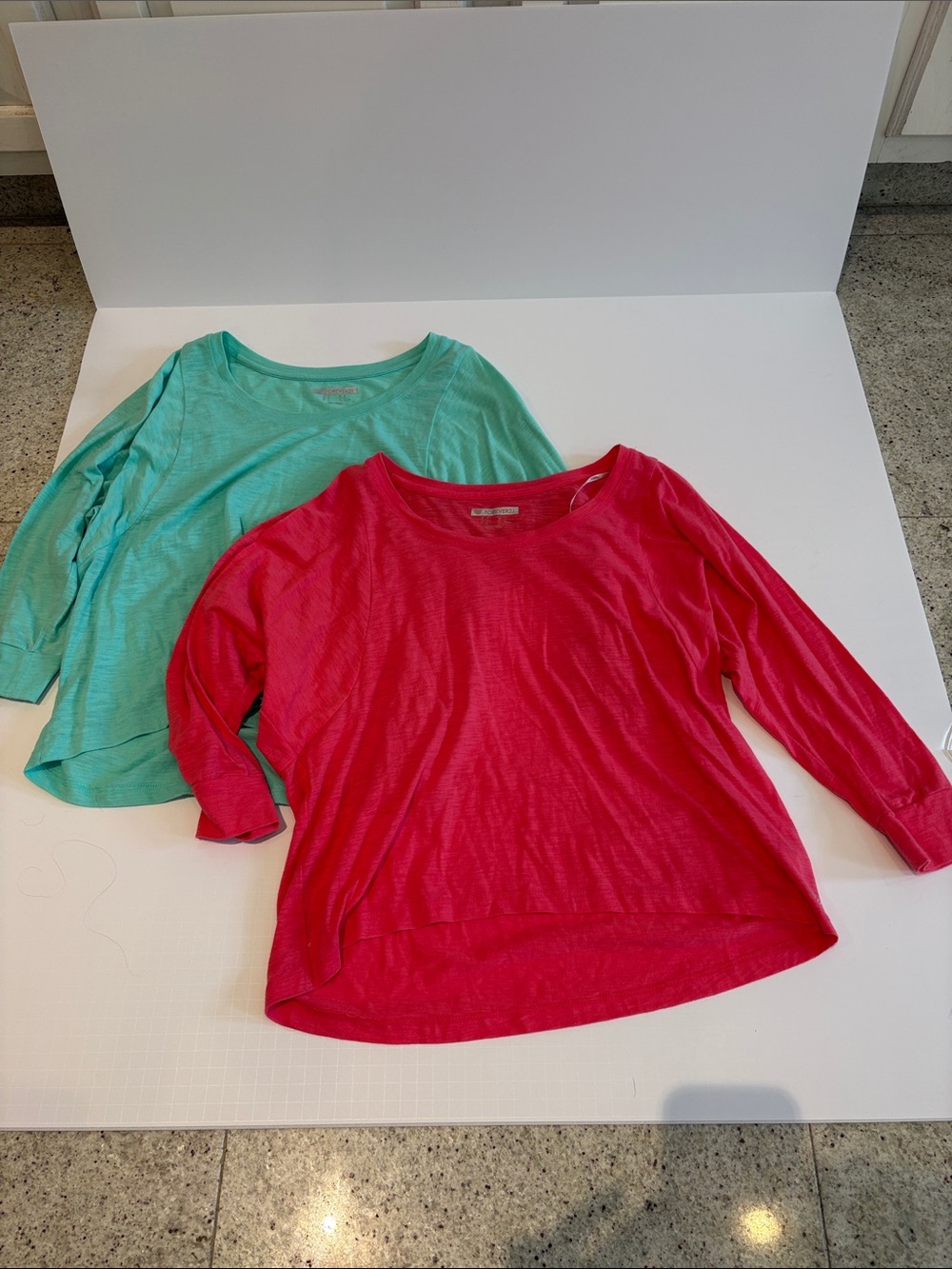 Forever 21 Bundle of 2 3/4 Sleeve Tees - Hot Pink & Teal